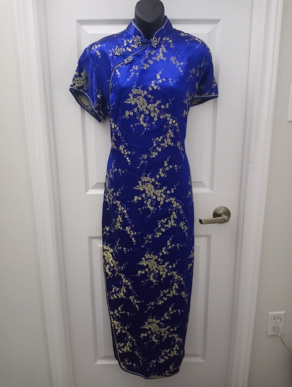 Vintage YHSL Satin Chinese Qipao Maxi Dress
